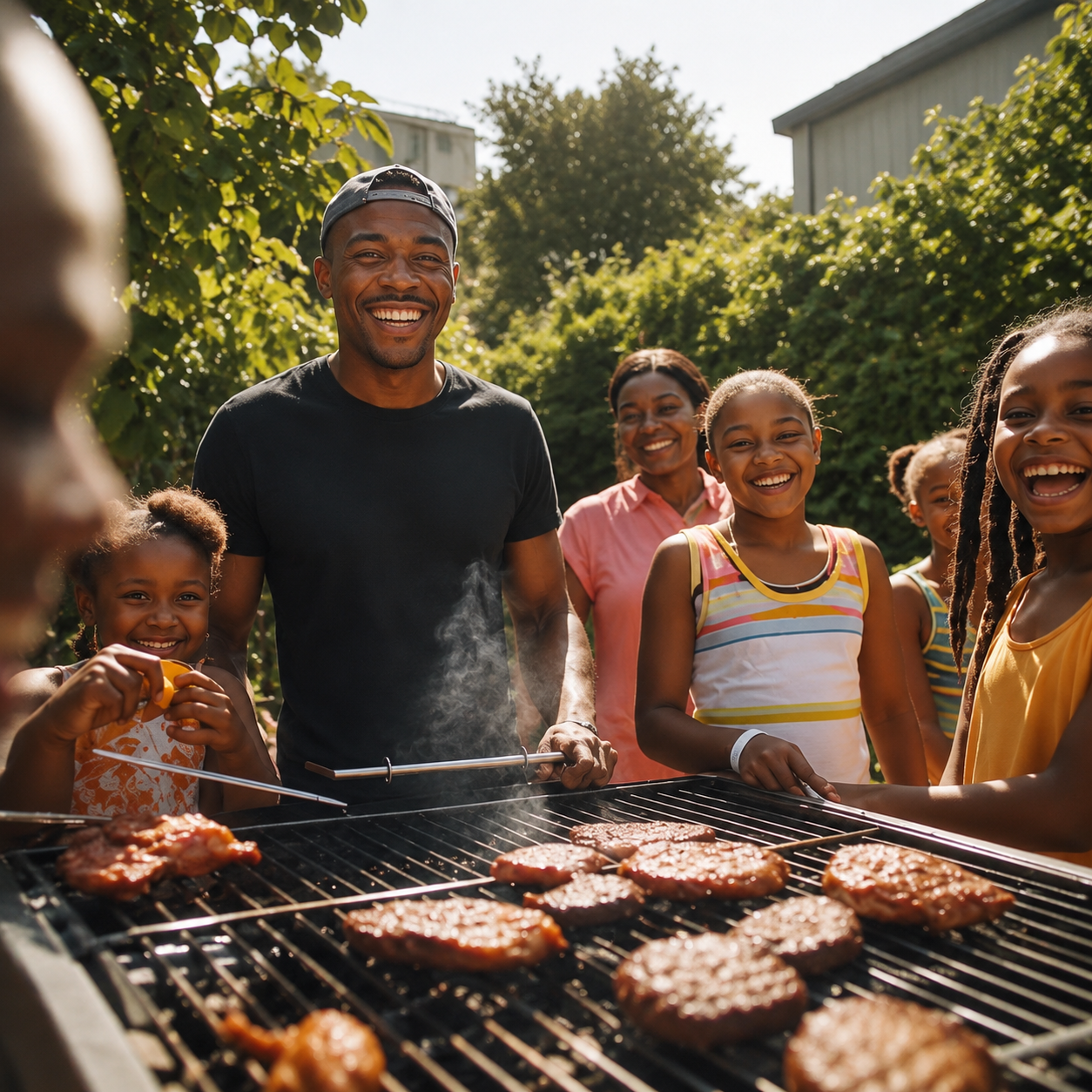 People enjoying BBQ